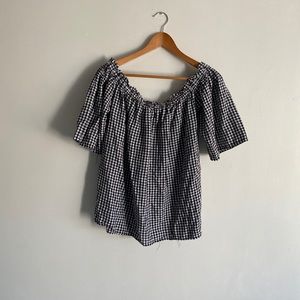 Checkered off shoulder top